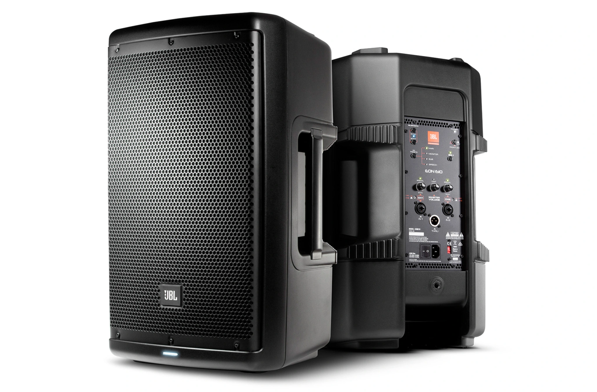 Aktiver Lautsprecher JBL EON 610 mit Stativ – Ansicht 1